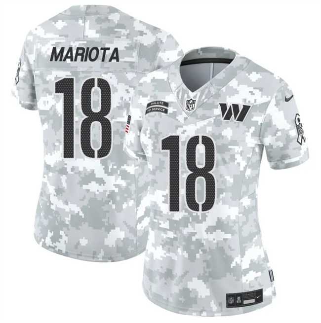 Womens Washington Commanders #18 Marcus Mariota 2024 F.U.S.E Arctic Camo Salute To Service Jersey Dzhi